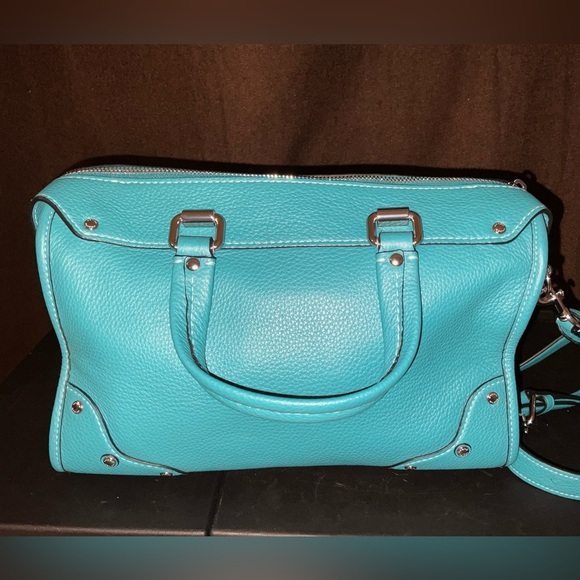 COACH MILLIE SATCHEL TEAL w/SILVER ACCENT VIRTUALLY NEW y2k RARE color pristine - Picture 6 of 17